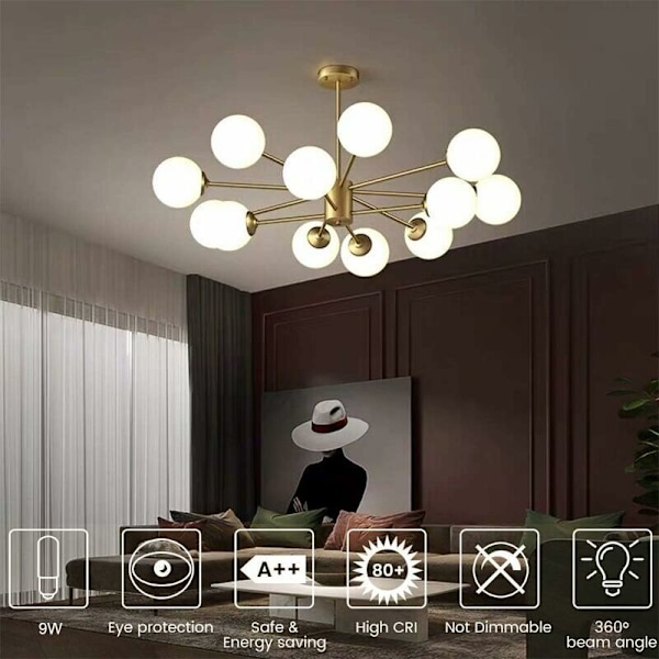 6-pack E14 LED-lampa 9W Halogen-ekvivalent 75W, Varmvit 3000K Icke-dimmbar 360° Strålvinkel för Spishäll Kökslampa Sänglampa