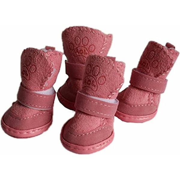 Pentu söpö lämmin talvikenkä pienille ja keskisuurille koirille ja kissoille, paksu fleece-lumikengät, vaaleanpunainen, 4