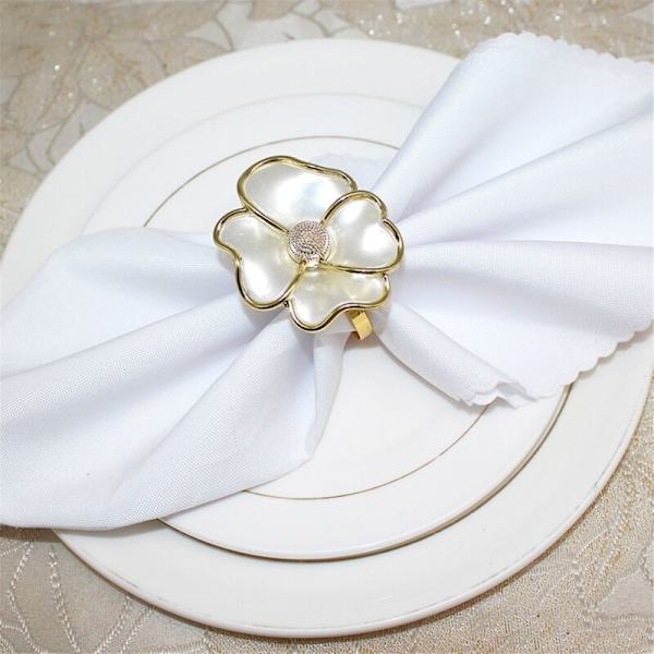 Blomsterformede serviettringer, elegante serviettholdere for papirservietter og duker, sett med 6, A