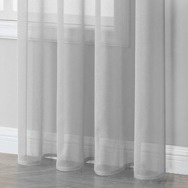 2 stk. grå voile gardin 140x183cm med semi-transparent øje i linned-effekt indendørs vinduesdekorationer til moderne stue soveværelse køkken B
