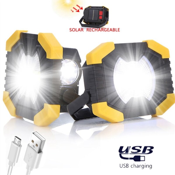 4X Bærbar Solcelle Spotlight Lys 50W Led Lampe - USB Oppladbar Arbeid