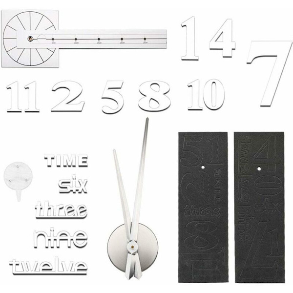 DIY 3D Väggklocka Modern Design Akryl Väggklocka Väggdekor - Silver