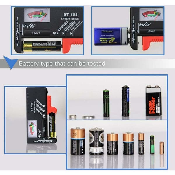 BT168 Batteritester - Universal batteritester til AAA C D 9V 1.5V poler -