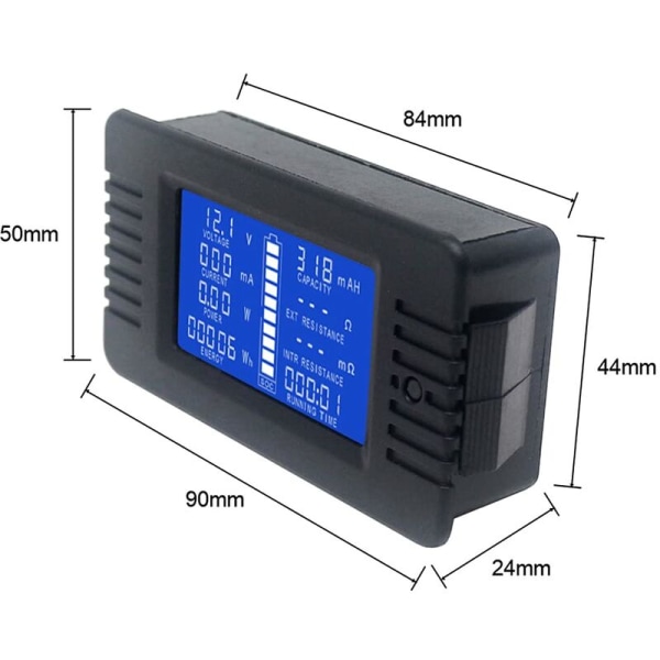 DC Batterimätare Voltmeter Ammeter Energi Energimätare LCD Digital Multimeter Spänning Ström Kapacitans Ohm Timme SOC LCD Mätare DC 0-200V 100A Shunt
