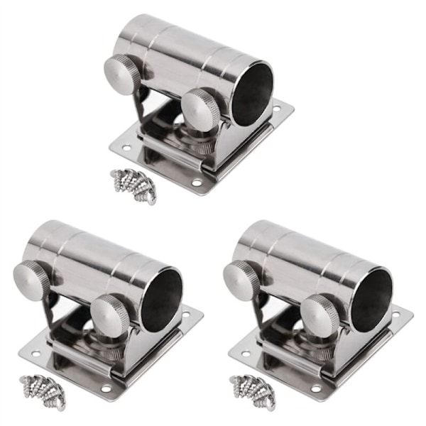 3X Fiskeparasollbaseholder, Justerbar Rustfritt Stål for Fiskeutstyrboks