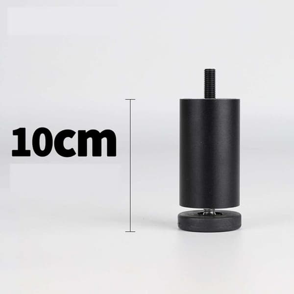 4 stk. Justerbare møbelfødder i aluminiumlegering, runde metalmøbelfødder til bord, sofa, seng, sort (10 cm)