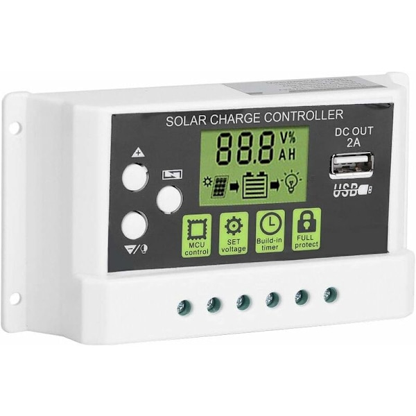 Solpanel-laderegulering, Smart Solpanel-laderegulering LCD-skærm USB-udgang 12V 24V 10/20/30A Solpanel Batteriregulering (KYZ-20A)