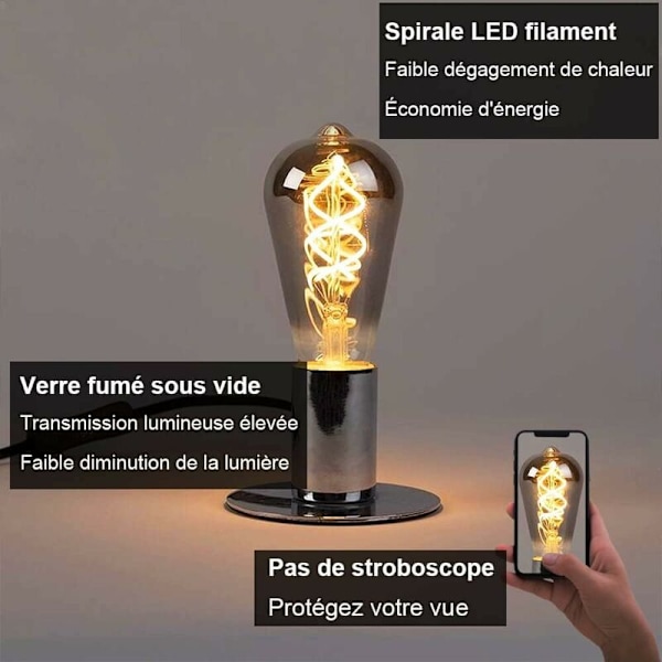 Lämmin Valkoinen Vintage E27 LED-Lamppu, Vintage E27 Himmennettävä Kierrelanka Lamppu 4W Pehmeä Valo, E27 Vintage Edison Lamppu Sopii Olohuoneeseen, Makuuhuoneeseen