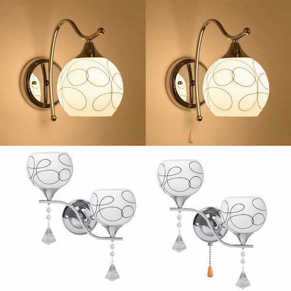 Moderne LED-krystalvæglampe, ganglampe, soveværelseslampe, veranda-belysningsarmatur, et hoved med afbryder