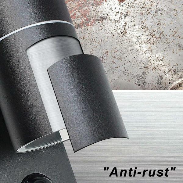 Ulkoseinävalot PIR-liiketunnistimella, ylös-alas seinävalaisin IP44 turvavalaisimet mattamusta 240V - Mukana 2x 5W LED-lamput lämpimän valkoinen
