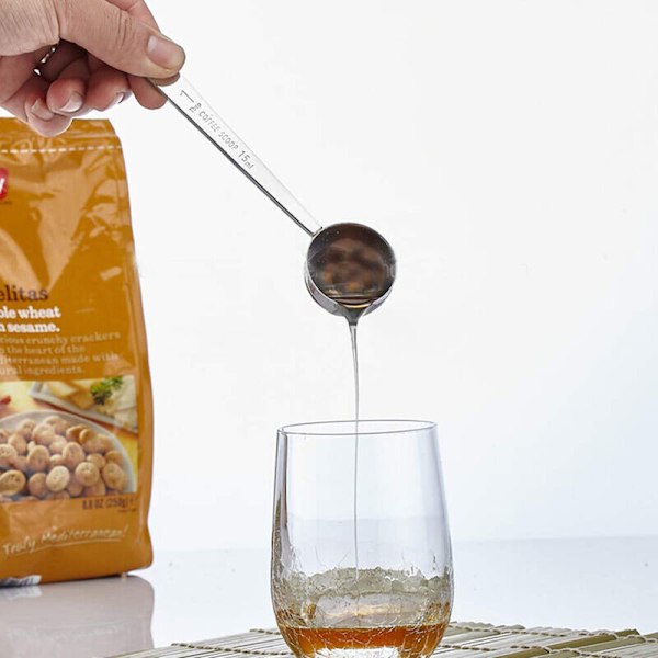 Kaffe Måleskje 1 Spiseskje Langt Håndtak Rustfritt Stål Skje for Kaffe, Melkepulver, Fruktpulver, Sett med 5