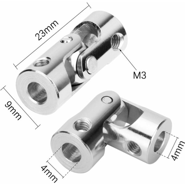 4 pakker 4mm til 4mm stål universalledd gimbal koblingskontakt, roterende modell DIY motoraksel tilbehør