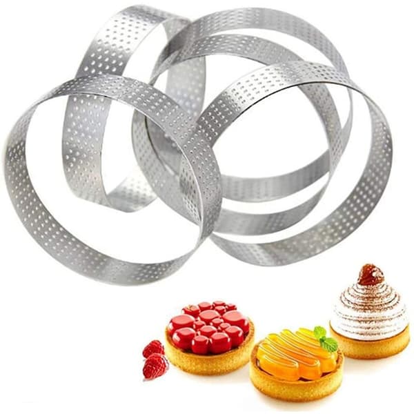 Rustfrit perforeret ring i rustfrit stål, 25 stk. perforeret kagemousse ring 5 cm, DIY runde ringe til bagning af dessertring