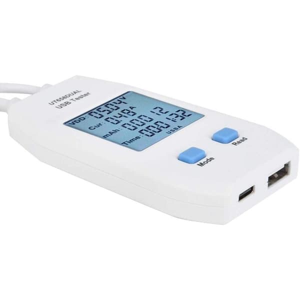 USB-tester, LCD USB-testerdetektor Voltmeter Ammeter Digital kapasitetstester (UT658 Dual)