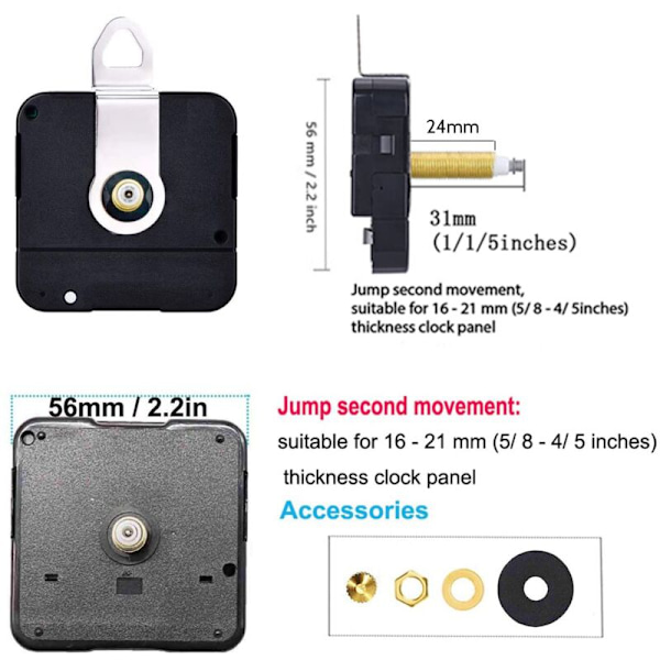 Klokmekanisme med høyt dreiemoment, store kvartsveggklokker, lange visere, valnøtttre, DIY-reparasjonsdeler, erstatning, 31 mm
