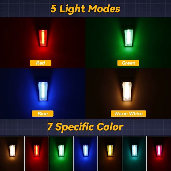 Solcellelamper Utendørs Vegglampe, 2 stk Vanntette Solcelledrevne Utendørs Vegglamper 5 Moduser RGB og Varmt Hvit Solhagelamper for Vegg Gjerde Patio