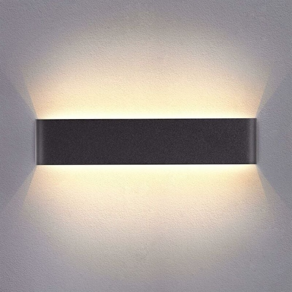 Indendørs væglampe LED Sort 31CM Varmt Hvid Vægslampe 20W 3000K Moderne til Soveværelse Stue Trappe Gang Badeværelse