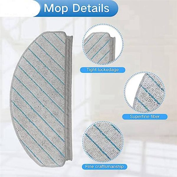 2X for T10 plus Gjenbrukbar Hardgulv Ekspert Kompatibel Mikrofiber Myk Mopp Pute Støvsuger Tilbehør Utskifting