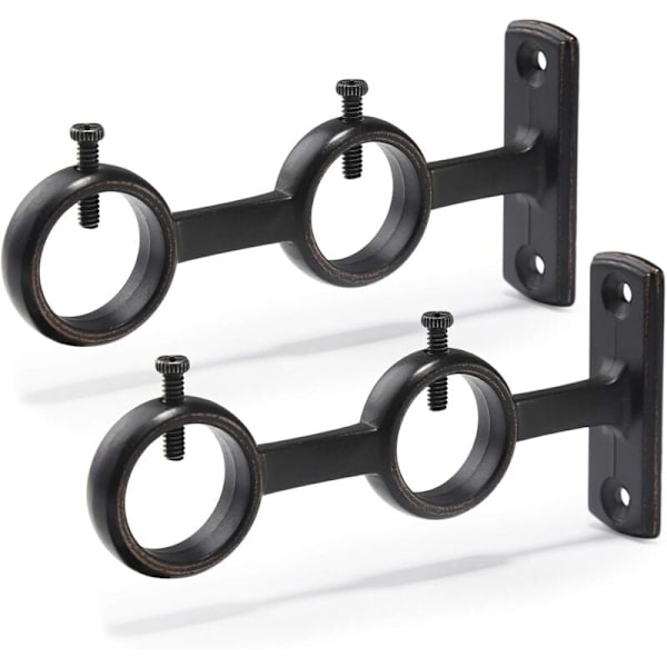 2-pak Gardinstangsbraketter Dobbelkroker for Stue Soverom Gardinstenger (Svart) (2 stk)