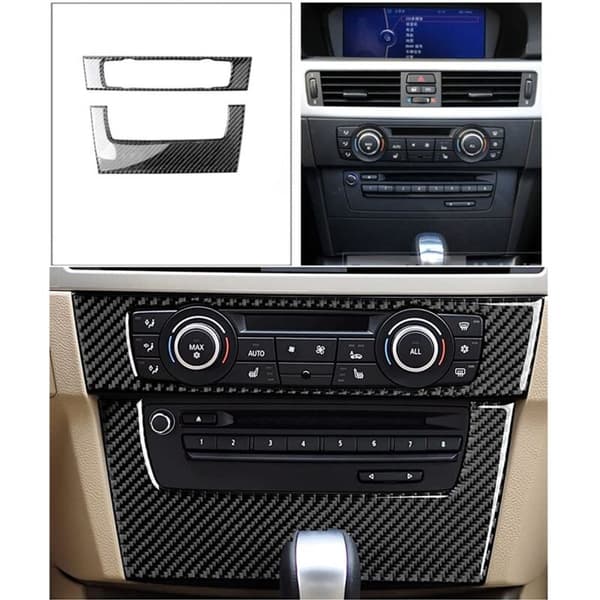 Car Fiber Air Conditioning CD Panel Sticker Cover Trim Decal for 3 Series E90 E92 E93 2005-2012 Tilbehør, A