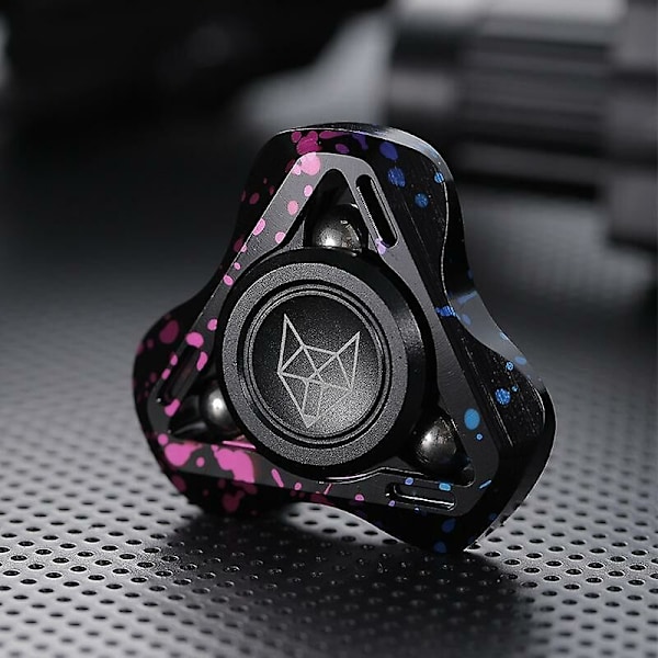 Fox Fidget Spinner EDC Metal Stress Reliever Legetøj Trekantet Aluminium Legering Håndspinner Lindrer Angst Dekompression Legetøj Sort