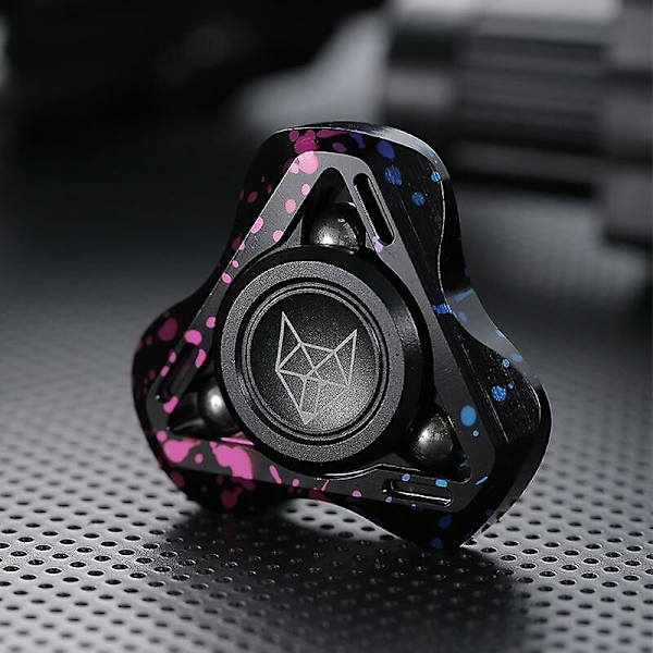 Fox Fidget Spinner EDC Metallisk Stressavlastare Leksaker Triangulär Aluminiumlegering Handspinner Lindra Ångest Dekompression Leksaker Svart