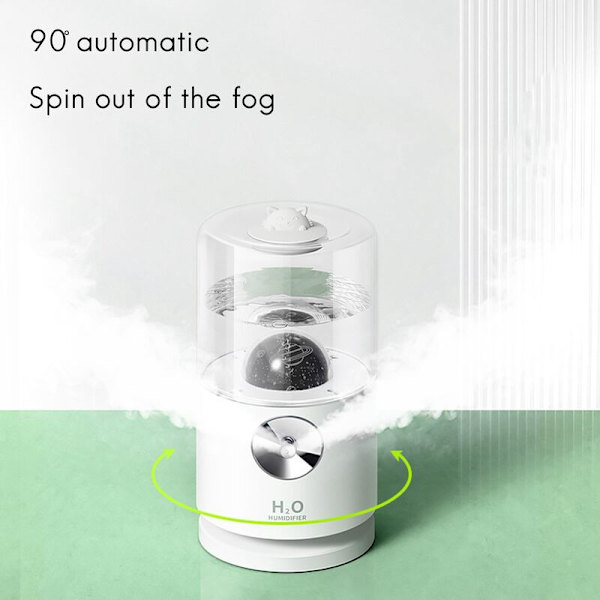 Rotation Projection Humidifier Hushållskontor Färgglad Nattljus Spray Fuktgivande Mätare Luftrenare