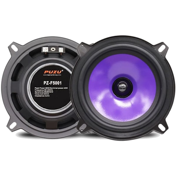 2 stk. Auto Car Audio 5 tommers fullfrekvens Woofer-høyttaler Stereo Musikk Lav Effekt Høyere Høyttalere 80W Uttak