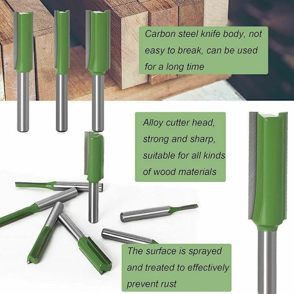 Lige Fræserbit, 7 stk. Tungsten Carbide Fræserbit 6mm Skaft Multifunktionel Fræser Træbearbejdningsværktøj til Træbearbejdning