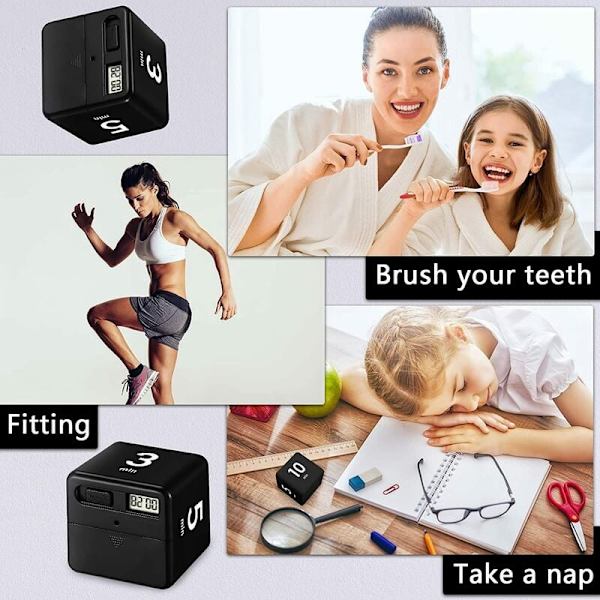 2 stk. Kvadratiske Timere Gravity Sensor Flip Timer Køkken Timer til Tidshåndtering og Nedtælling 1-3-5-10, 15-20-30-60 Minutter