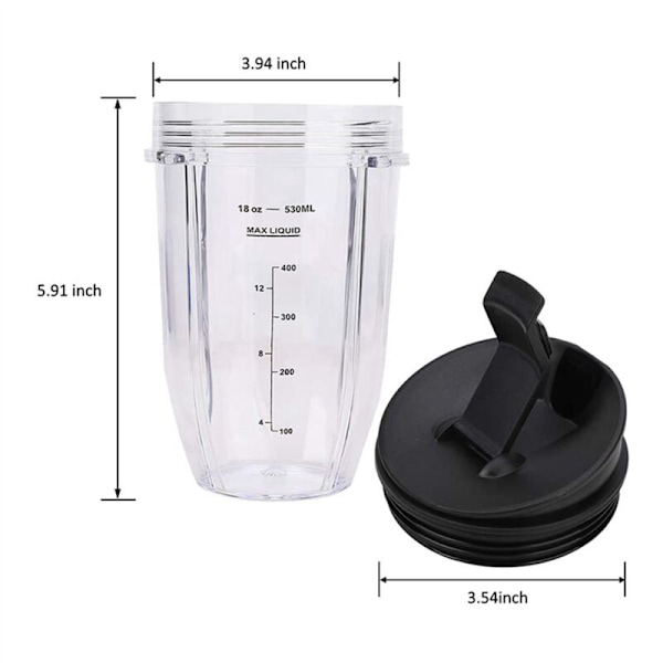 4 Ninja Blender-erstatningsbeger med lokk for Ninja Auto IQ BL480 BL642 BL450 BL682 BL480, BL490, BL640 BL680