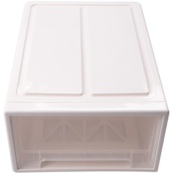 Husholdning Beige PP Transparent Stablebar Skuff Oppbevaringsboks Beholder Organizer Sett-XL