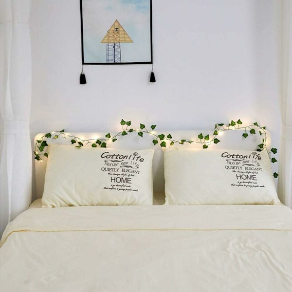 Utomhus Flexibla Kopparstång Slingor Ljus med Gröna Murgröna Blad 2m 20 LED Ideal för Inomhus Sovrum, Bröllop, Fest