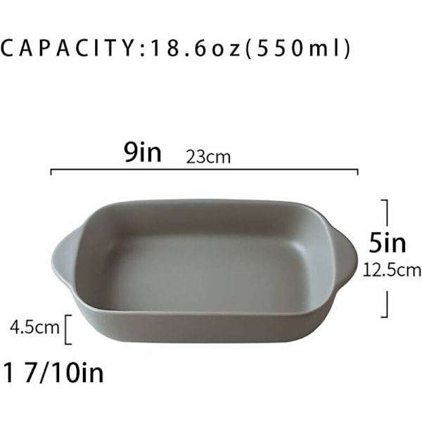 Liten rektangulær keramisk bakebolle for ovnsgratengform-23x 12,5 cm（550ML）-