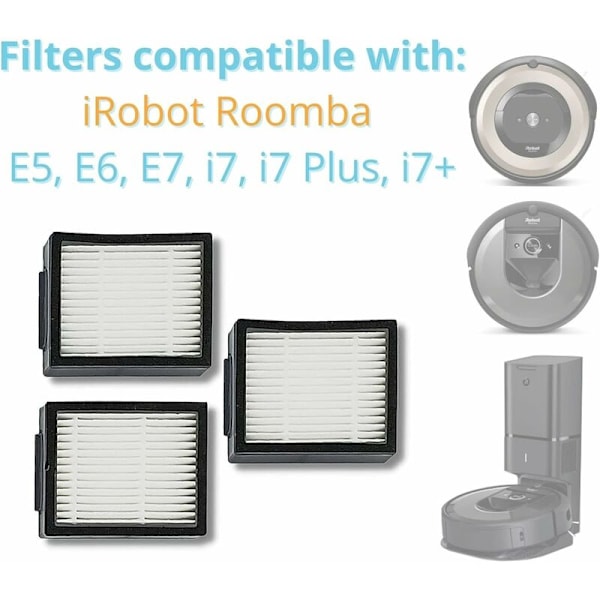 Kit med 3 kompatible filtre for iRobot Roomba E5 - i7 - i7 More