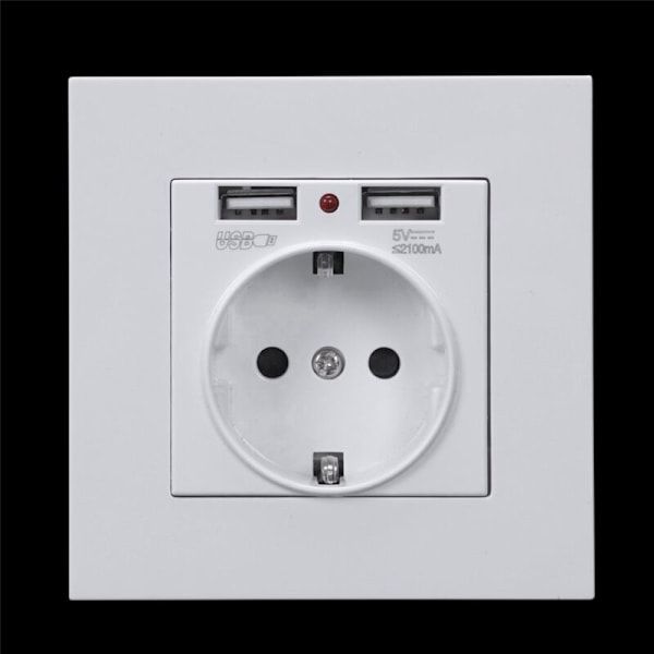 3X PC Panel Veggmontert Strømuttak Standard Strøm 16AUE Jordforbindelse med Dobbel USB-Laderport 2100Ma Mobil