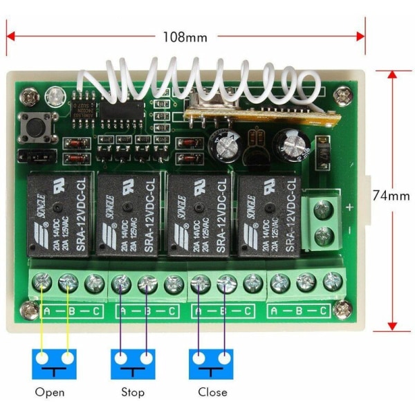 12V 4CH Kanal 433Mhz Trådløs Fjernbetjening Afbryder Integreret Kredsløb Med 2 Sender DIY Udskift Dele Værktøjssæt