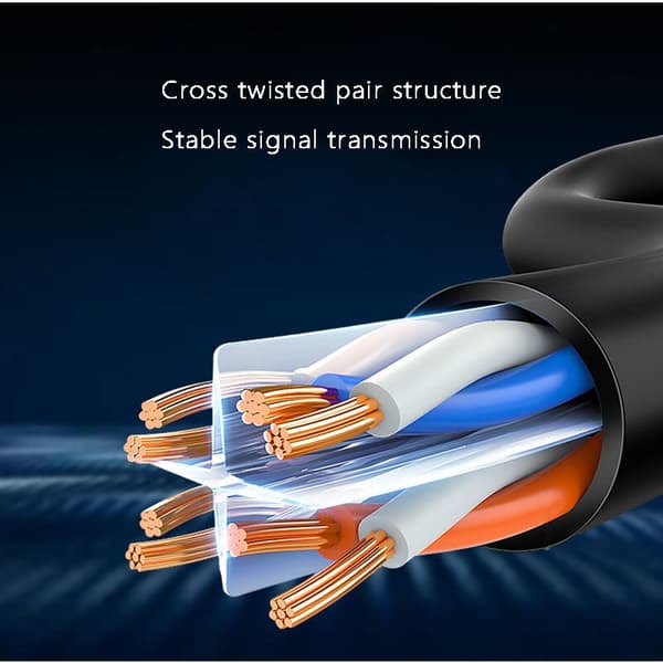 Ethernet-kabel 6 fladt hoved 10Ft 10Gbps RJ45 internetkabel til pc/switch/tv-boks/printer, hvid