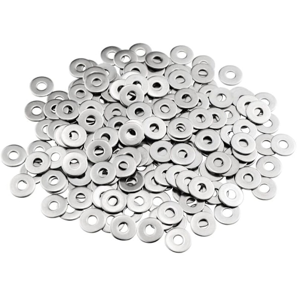 Metallskiver M4, Flate Skiver 100 Stykker, Rustfritt Stål Skive M4 x 12mm, Skive i 304 Rustfritt Stål DIN9021 / ISO7093, Penny Skiver for Skruer