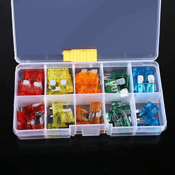 50 stk. 5A 10A 15A 20A 30A Bils Sikringer med Klip Auto Standard Mini Sikring