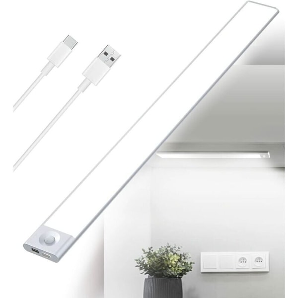 USB -ladattava LED-keittiön kaapin alla oleva valo, 2500 mAh 40 cm himmennettävä kaappilamppu Liiketunnistin LED-palkki Langaton ladattava akkukäyttöinen PIR