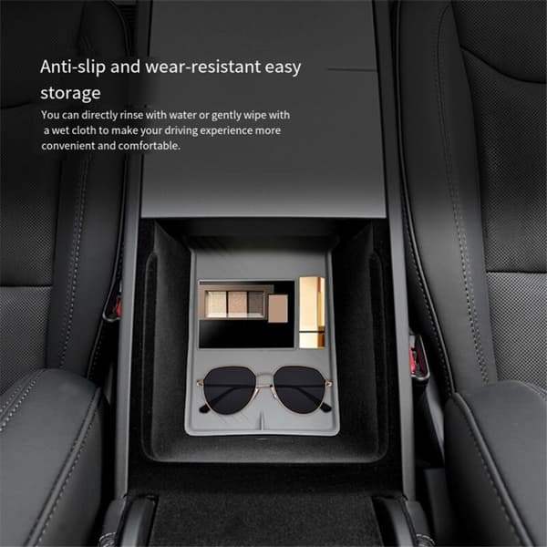 Til + Ny Model 3 2024 Central Control Armrest Opbevaringsboks Silikone Bil Interiør Tilbehør Grå