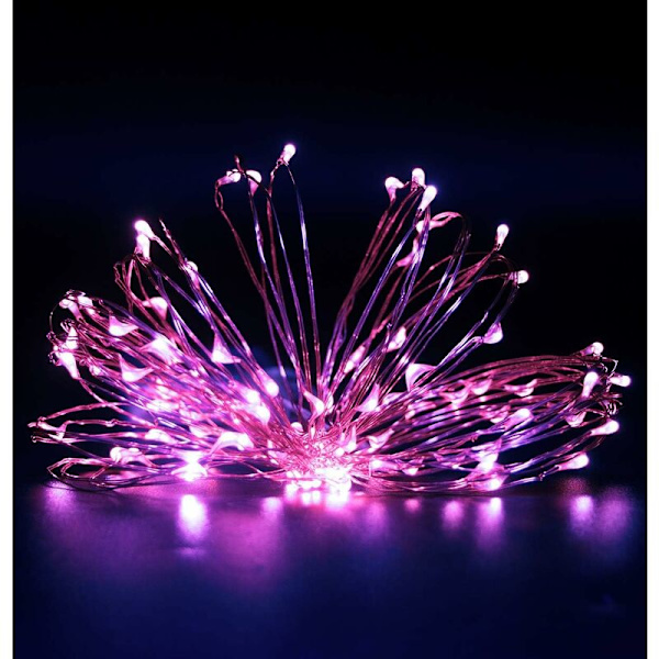Feerie Lys, 3M 30LED Lysstreng Batteridrevet Mini LED Indendørs Dekoration til Soveværelse Jul Bryllup Fest Hjem Have, Lilla (1 stk)