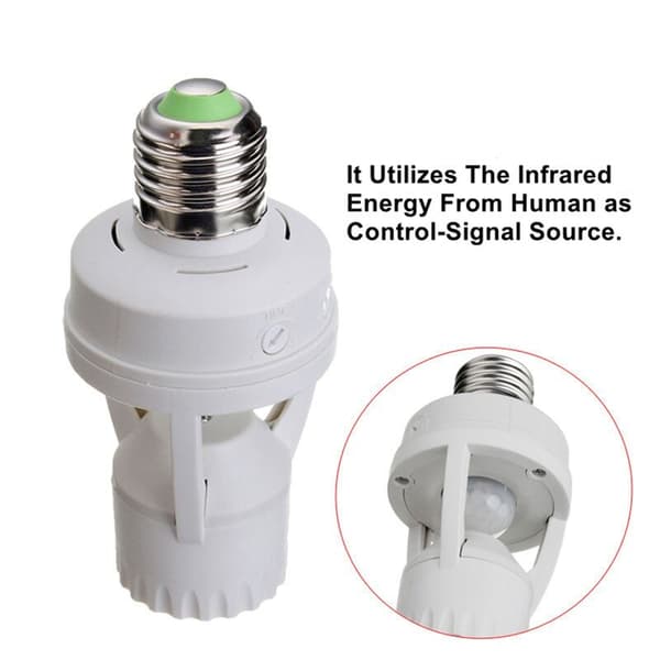 2 st E27 Rörelsesensor Ljusströmbrytare 100-240V Stöd Baslampa Rörelsesensor med Lamphållare Smart Switch Ljuskontroll