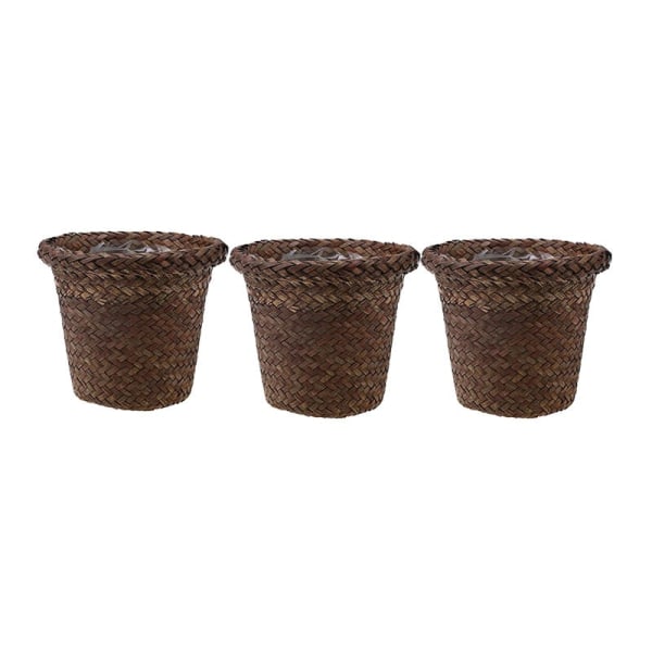 3 Pack Seating Grass Storage Basket Garden Handmade Pot Sundries Organizer Planter Box Nursery Basket