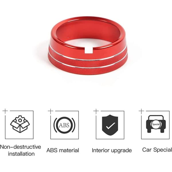 Hodelysknapp Ring Trim Deksel Dekorasjon Aluminium for RAM 2010-2017 Tilbehør, Rød