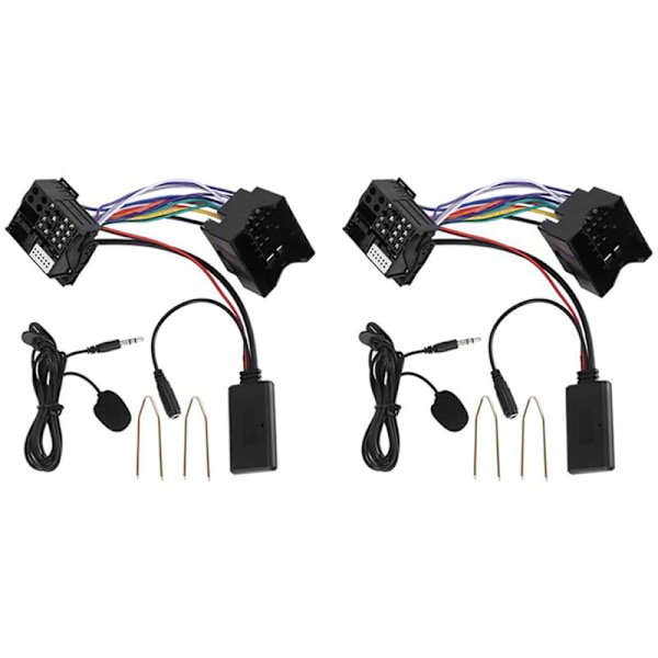 2X Bil Bluetooth 5.0 Aux-kabel Mikrofon Handsfree Mobiltelefon Samtaleadapter for