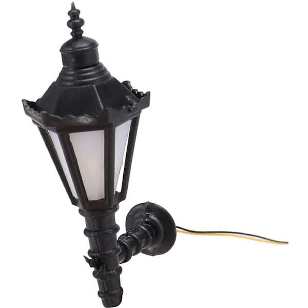 5 stk jernbane LED gatelys lamper vegglampetter modell 4,3 cm høy 3V modell hagelamper miniatyrlandskap