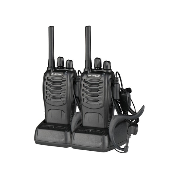 Långräckviddig Walkie Talkie 88e【Uppgraderad version av 888s】 Walkie Talkies Vox Laddningsbar PMR 446 Mhz 16 Kanaler, med Inbyggda Original Hörlurar (2 P