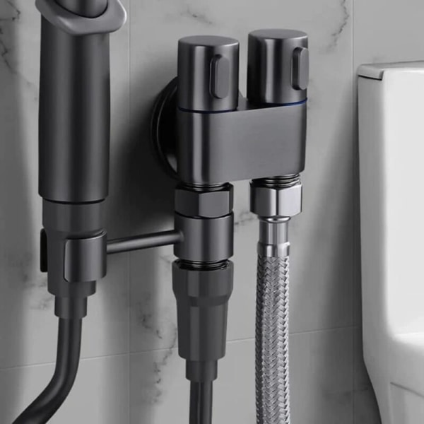 1-i-2-ut dobbel kontrollventil mini multifunksjonskran mini dusjtrykk baderomsett for bidet og dusj-B